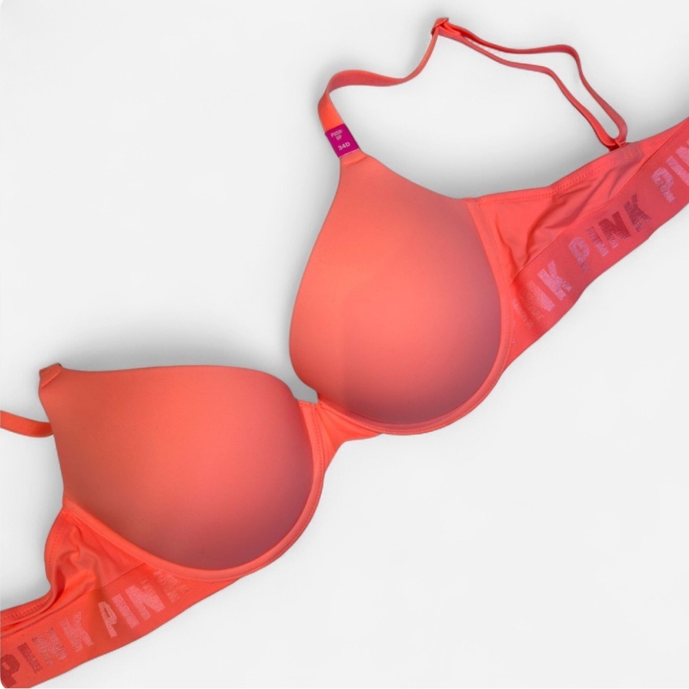 Victoria’s Secret PINK Bright Coral Push-Up Bra | 34D | NWT